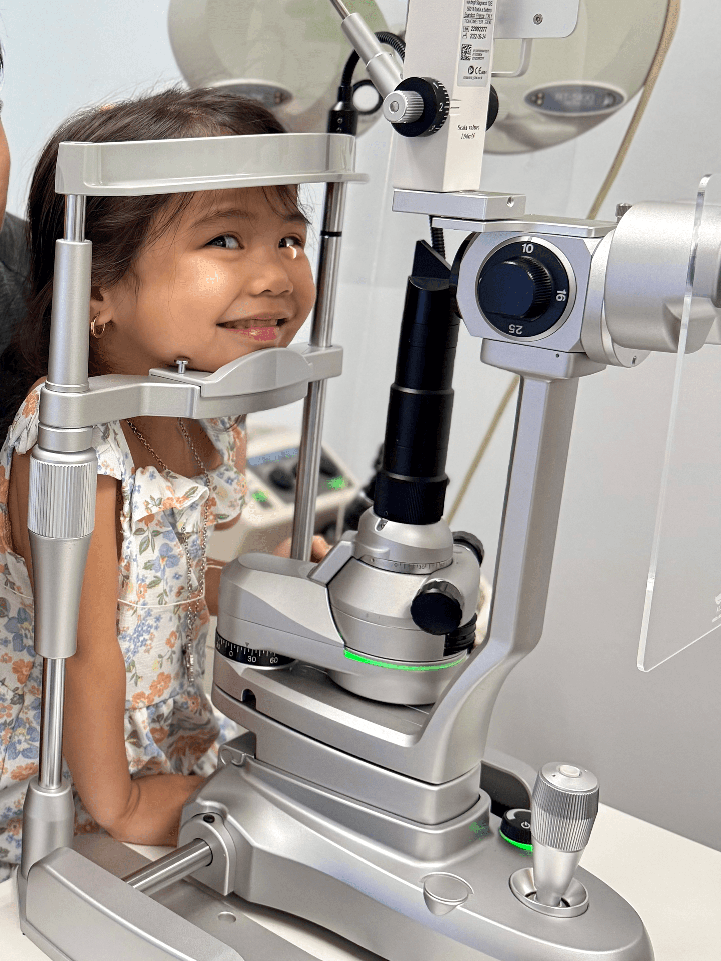 Young girl getting an eye exam