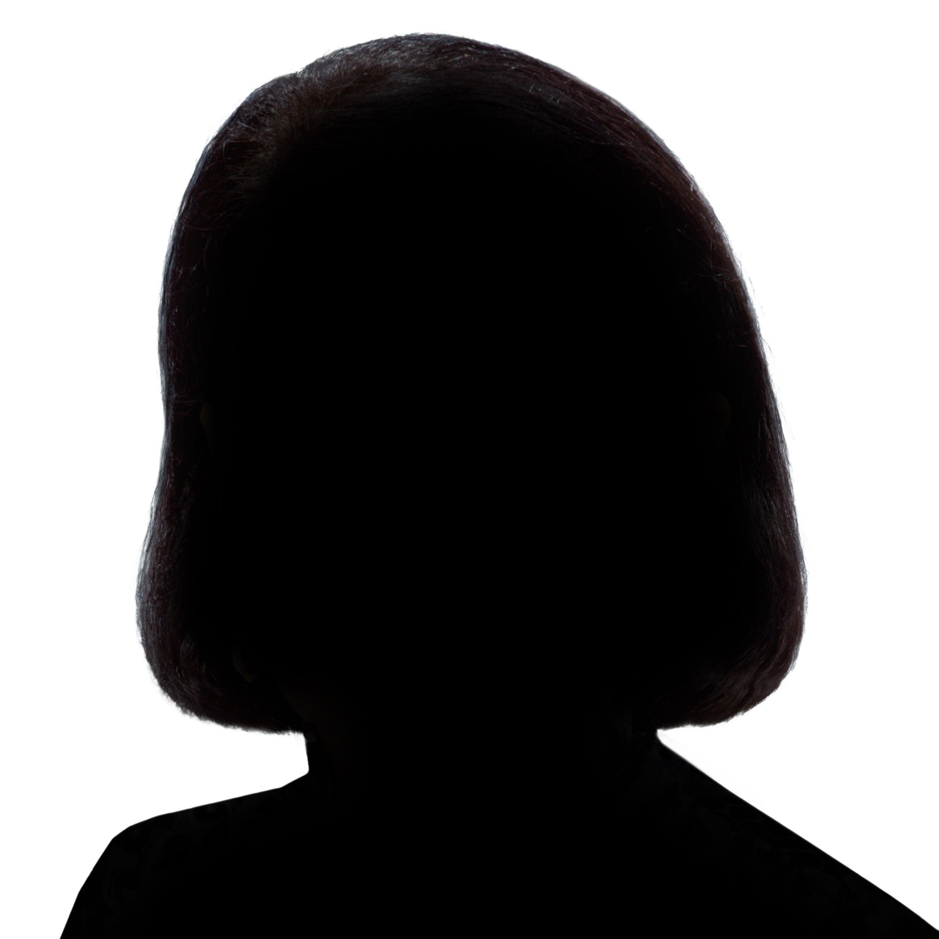 Silhouette of a young woman. Avatar in black color. Woman silhouette isolated on white